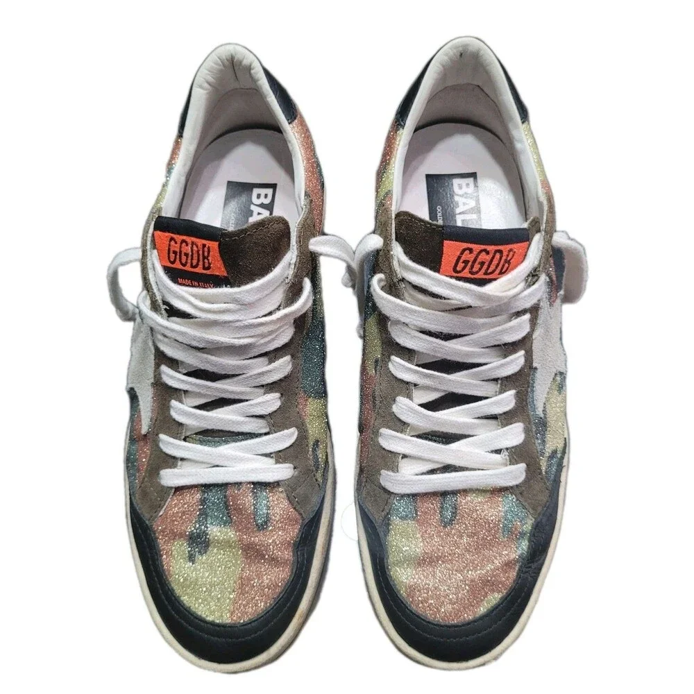 Golden Goose Ball Star Sneakers Womens 39 (9 US) Camo Glitter Made in Italy-Rare - Picture 3 of 7
